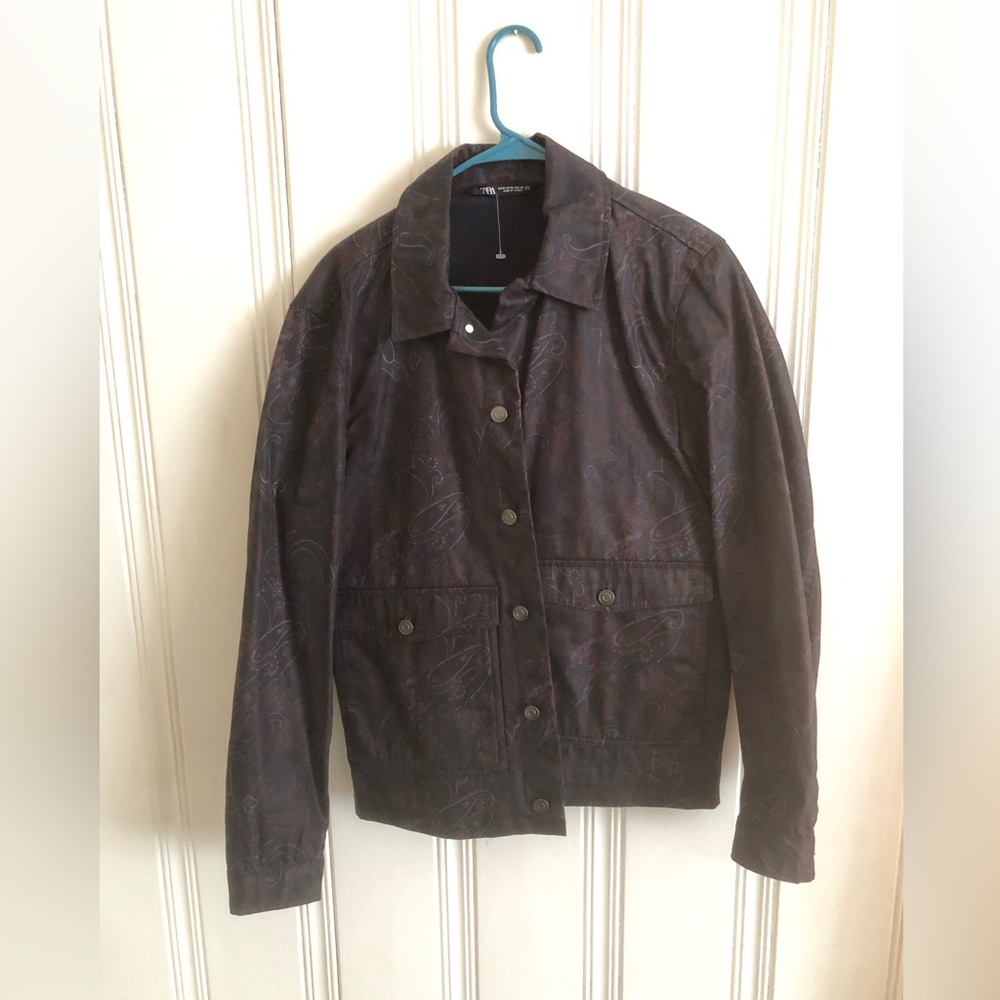Men’s Size Medium ZARA Paisley Print Denim Jacket